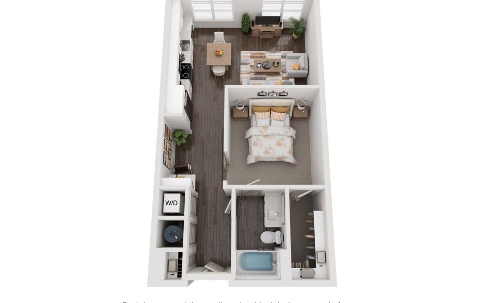 A4M - 1 bedroom floorplan layout with 1 bathroom and 745 square feet