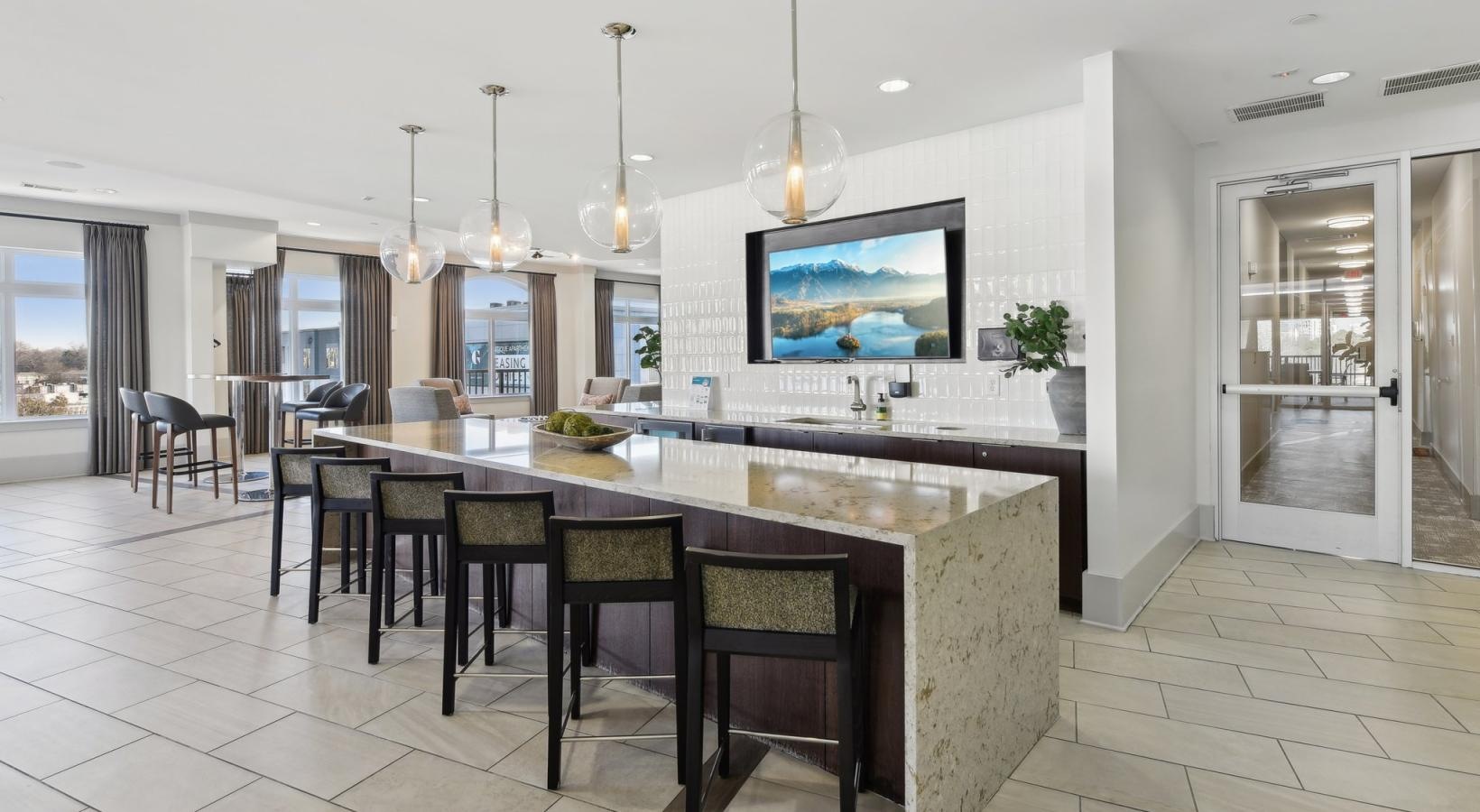 Settle into comfort at Lincoln at Dilworth a kitchen with a large island